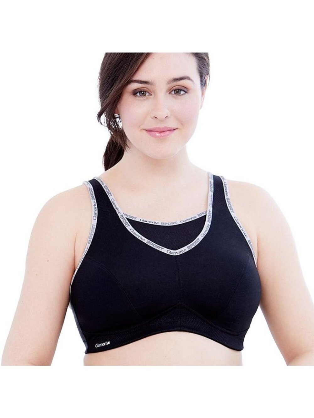 Glamorise Full Figure No-Bounce Camisole Wirefree Sports Bra Black 36D NEW